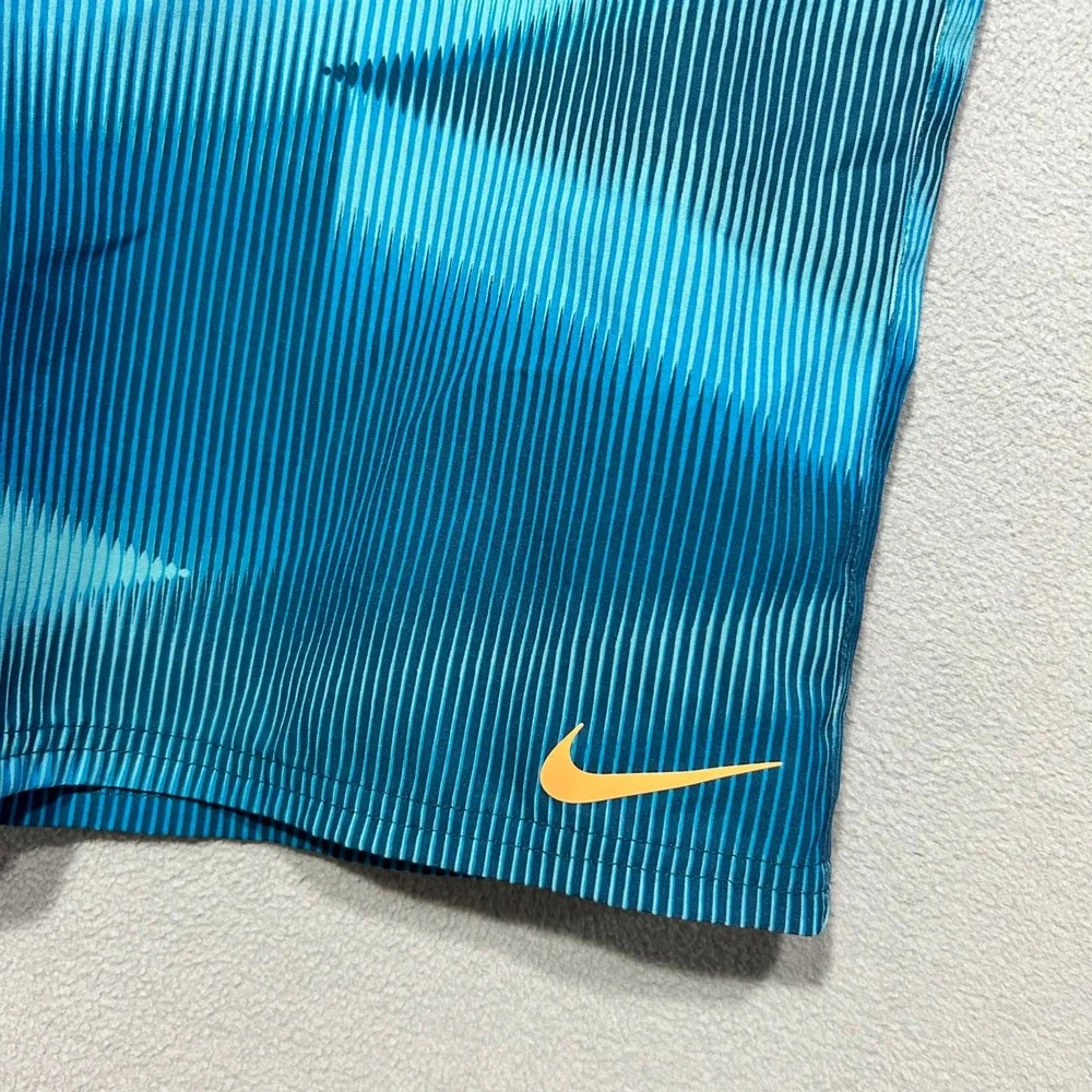 Nike Mens Swim Trunks Board Shorts Blue Stripe Drawstring Size 30‎ Swoosh